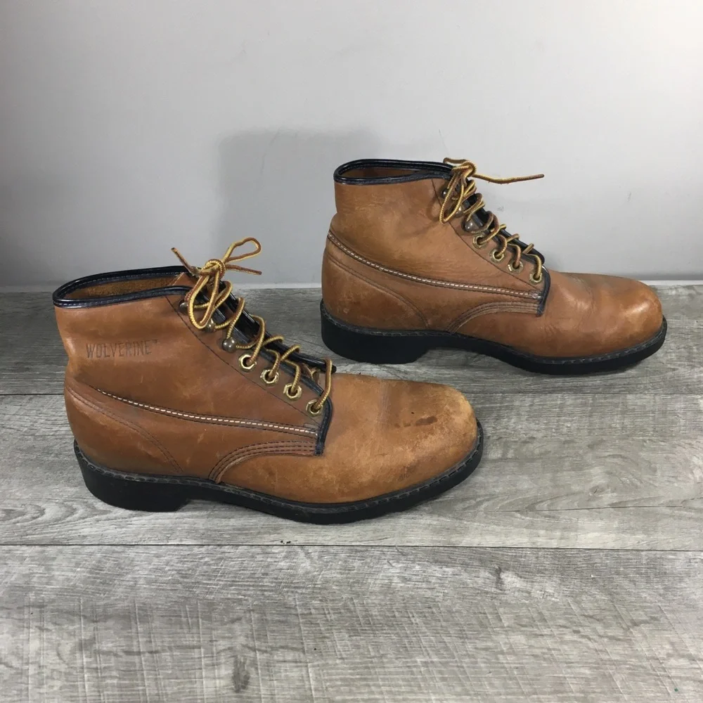Wolverine Distressed Leather Men’s Combat Soft Toe Work Boots Size 7.5 USA Made